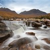 Waterfall in Coire Mhic Nobaill with Beinn Dearg and Sgurr Mor in background, Torridon, Wester Ross, Scotland